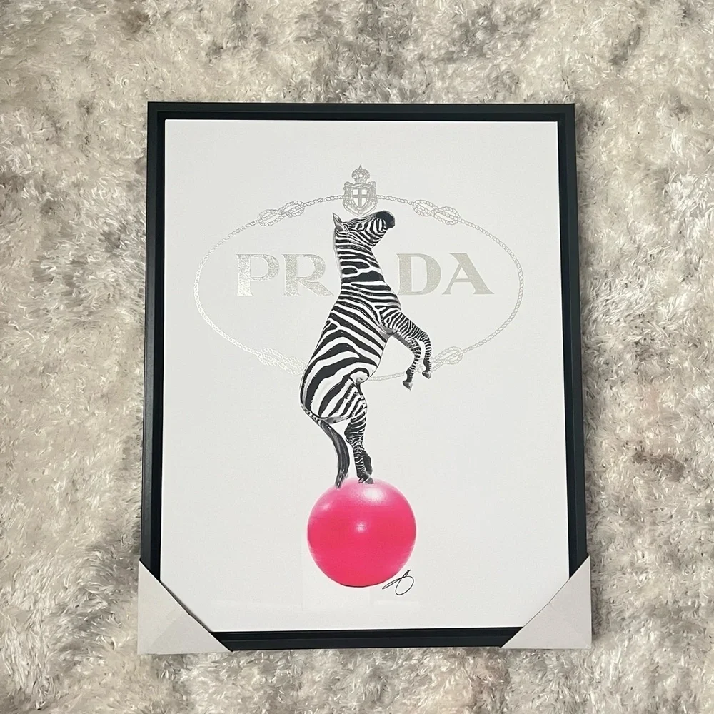 Prada Zebra Wall Art with Black Frame